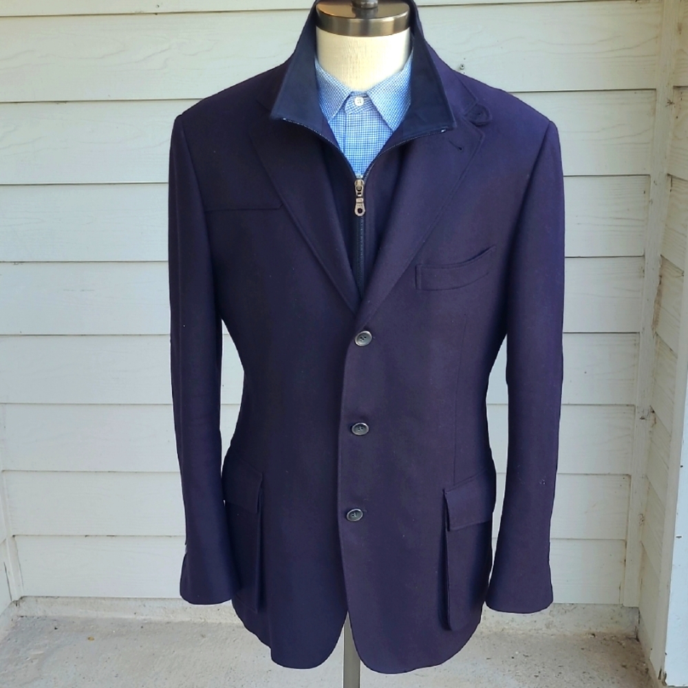 SUITSUPPLY Dark Navy Weave Pure Wool Sz‎ 42 R Mens Zip Button Jacket Coat